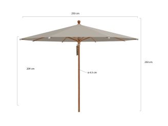 Glatz Piazza parasol ø 250cm - Taupe (151) (excl. voet) (Frame = Teak look)