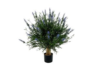 Designplants/Luca Lifestyle Lavendel bol kunstplant (h:60cm) met Grigio Tall Balloon bloempot - Blauw (UV bestendig) (bloempot = Natural Concrete)