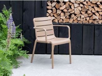 Forza Narni dining tuinstoel stapelbaar - Taupe - Naturel - Bruin - Kunststof