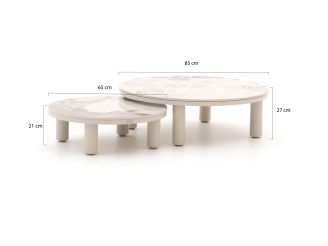 Bellagio Sarsina lounge tuintafelset ø85cm(h:27cm)/ø65cm (h:21cm) - Sintered stone
