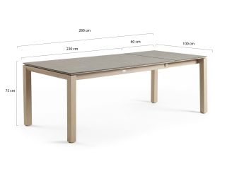 Tierra Outdoor Trespa dining tuintafel uitschuifbaar 220/280x100x75cm - Kunststof