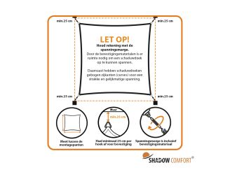 Shadow Comfort schaduwdoek vierkant 400x400cm waterdicht - Grey