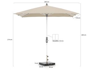Glatz Alu-Twist parasol 240x240cm - Taupe (151) (incl. Shadowline voet 50 kg)