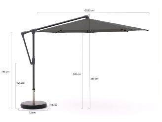 Glatz Sunwing Casa zweefparasol ø 330cm - Antraciet (155) (incl. Shadowline voet 90 kg) (incl.hoes)
