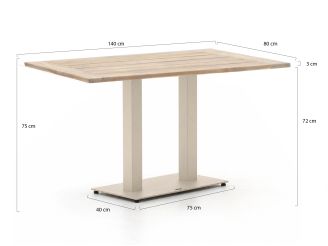Forza Orta tuintafel 140x80x75cm - Kunststof