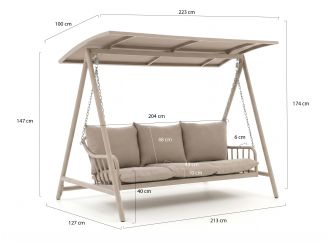 Manifesto Celante schommelbank 223cm - Camel Sand (incl. kussens)