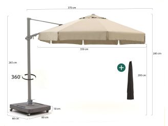 Shadowline Miami zweefparasol ø 350cm - Light Taupe (incl. voet 160kg verrijdbaar) (incl. beschermhoes)