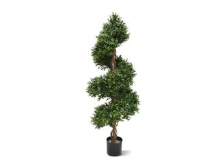 Designplants/Luca Lifestyle Buxus spiraal kunstboom (h:140cm) met Grigio Balloon bloempot - Groen (UV bestendig) (bloempot = Anthracite)