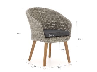 Intenso Tropea dining tuinstoel - Grijs - Antraciet - Wicker (vlechtwerk)