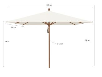 Glatz Piazza parasol 250x250cm - Ecru (158) (excl. voet) (Frame = Teak look)