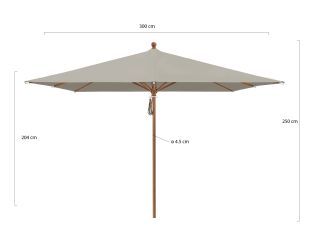 Glatz Piazza parasol ø 300cm - Taupe (151) (excl. voet) (Frame = Teak look)