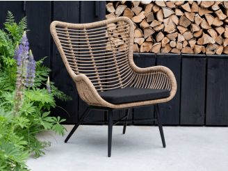 Intenso Rovello lounge tuinstoel - Taupe - Naturel - Bruin - Wicker (vlechtwerk)