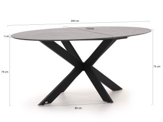 Manifesto Rivola/Furato ellips 200cm dining tuinset 7-delig