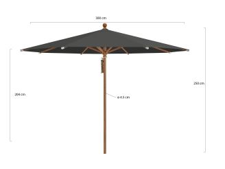 Glatz Piazza parasol ø 300cm - Antraciet (155) (excl. voet) (Frame = Teak look)