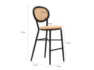 Forza Tovel barstoel stapelbaar - Taupe - Naturel - Bruin - Wicker (vlechtwerk)