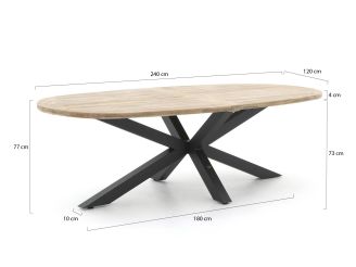 Bellagio Panaro/ROUGH-Y Ellips 240cm dining tuinset 7-delig stapelbaar