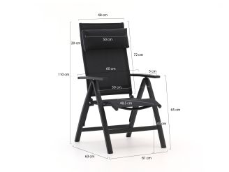 Bellagio Avenza/Fidenza 160cm dining tuinset 5-delig verstelbaar