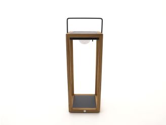 SUNS Tom lantaarn solar 21x22x54cm - Natural Teak/Matt Royal Grey