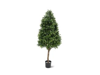 Designplants/Luca Lifestyle Buxus tower kunstplant (h:110cm) met Terreno Balloon bloempot - Groen (UV bestendig) (bloempot = Ash Brown)
