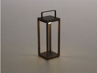 SUNS Tom lantaarn solar 21x22x54cm - Natural Teak/Matt Royal Grey
