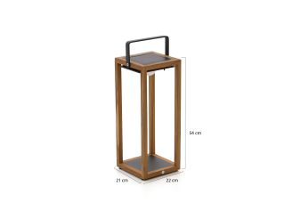 SUNS Tom lantaarn solar 21x22x54cm - Natural Teak/Matt Royal Grey