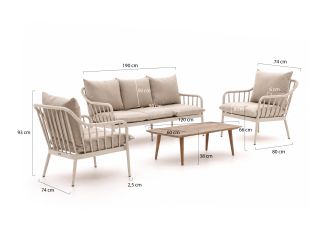 Manifesto Celante/ROUGH-K stoel-bank loungeset 4-delig 5-zits - Camel Sand (incl. kussens) (Blad = Old Teak Greywash)