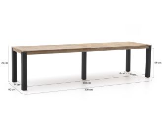Manifesto Villongo/ROUGH-S 300cm dining tuinset 9-delig stapelbaar