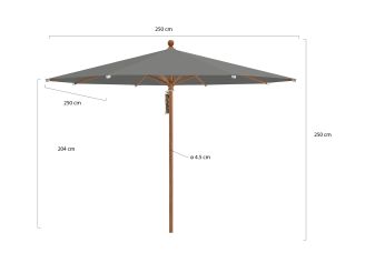 Glatz Piazza parasol ø 250cm - Stone Grey (157) (excl.voet) (Frame = Teak look)