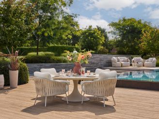 SUNS Dolce low dining tuinstoel - Taupe - Naturel - Bruin - Rope (touw)
