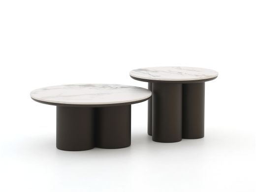 Apple Bee Tonga bijzet tuintafelset ø 80cm (h: 36cm)/ø 60cm (h: 44cm)