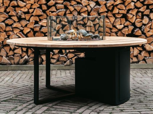 Cosiloft lounge vuurtafel ø120cm (h: 50cm) - Teakhout