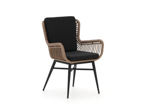 Intenso Asti Zitkussen dining tuinstoel Natural/Black - Zwart