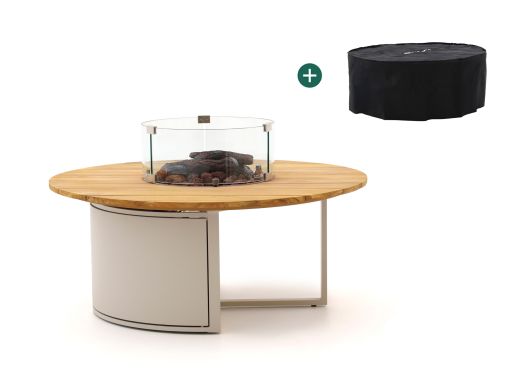 Cosiloft lounge vuurtafel ø120cm (h: 50cm) - Teakhout