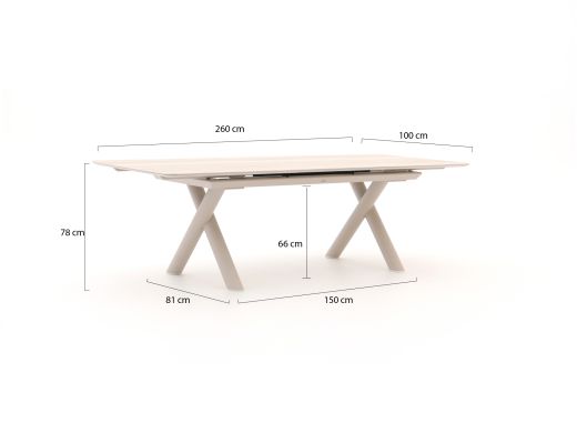 Bellagio Citadella dining tuintafel uitschuifbaar 200/260x100x76cm - Sintered stone