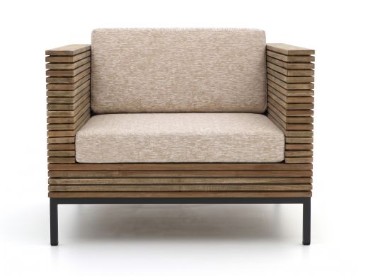 ROUGH-D lounge tuinstoel - Old Teak Greywash, Taupe - Naturel - Bruin - Teakhout