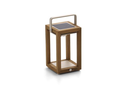 SUNS Tom lantaarn solar 16x17x28cm - Natural Teak/Camel Sand