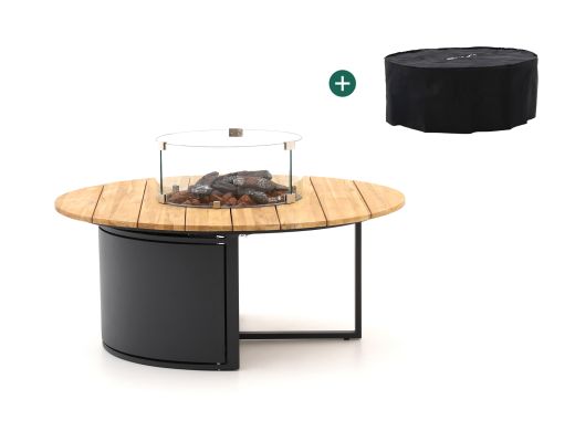 Cosiloft lounge vuurtafel ø120cm (h: 50cm) - Teakhout