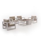 Forza Calleo/Cosiraw stoel loungeset met vuurtafel 5-delig