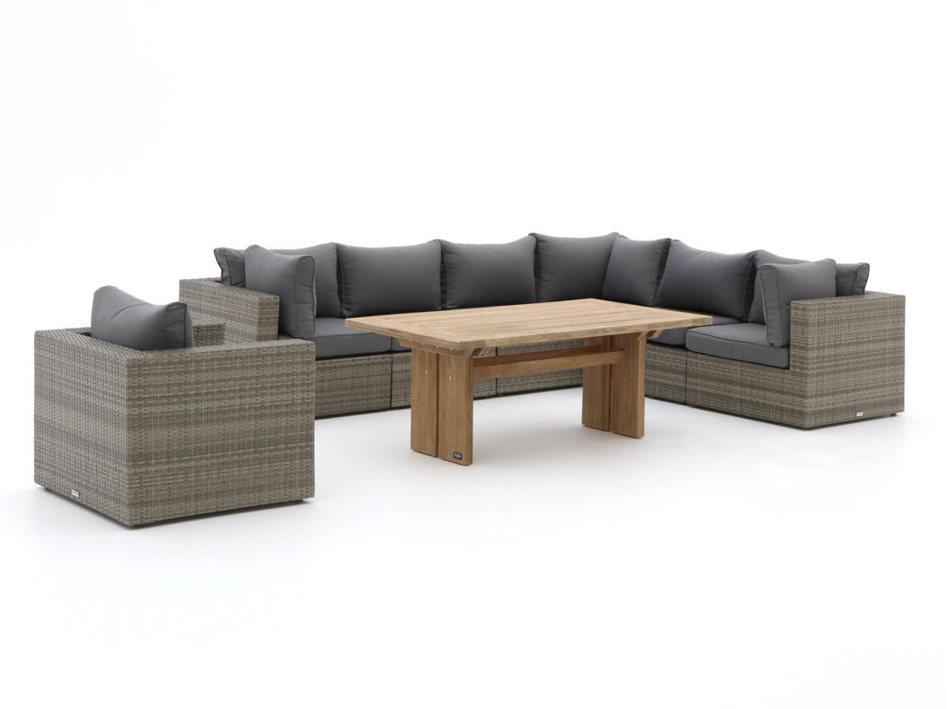 Wardianzaak uitbarsting reservoir Forza Barolo/ROUGH-L dining loungeset 8-delig - Ash Grey (incl. kussens) -  Kees Smit