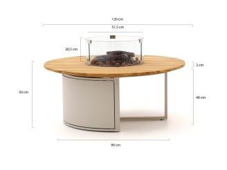 Cosiloft lounge vuurtafel ø120cm (h: 50cm) - Teakhout