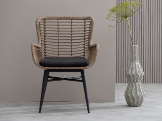 Intenso Asti dining tuinstoel - Taupe - Naturel - Bruin - Wicker (vlechtwerk)