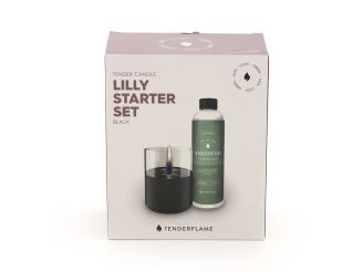 Tenderflame Giftset Lilly 10 sfeerlicht ø10cm (h:11,5cm) - Black (incl. 500 ml Tenderfuel organic)