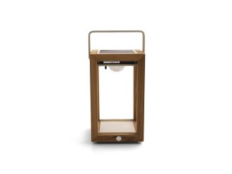 SUNS Tom lantaarn solar 16x17x28cm - Natural Teak/Camel Sand