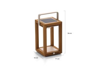 SUNS Tom lantaarn solar 16x17x28cm - Natural Teak/Camel Sand