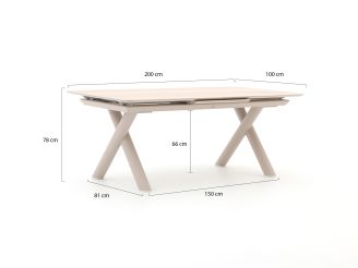 Bellagio Citadella dining tuintafel uitschuifbaar 200/260x100x76cm - Sintered stone