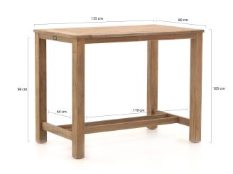 Bellagio Bertinoro/ROUGH-X 135cm barset 5-delig stapelbaar
